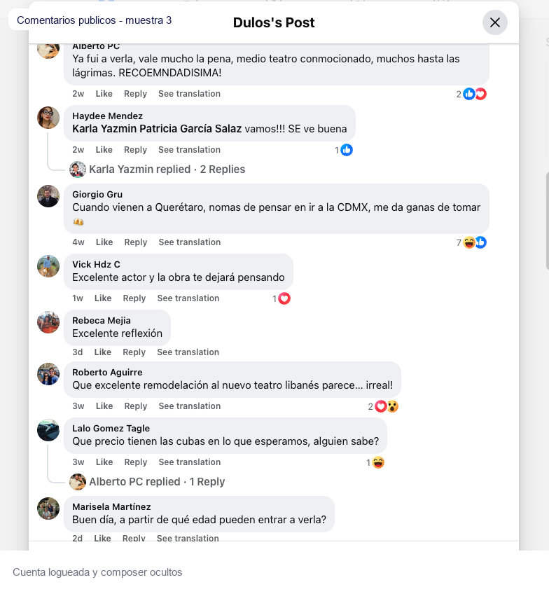 Comentarios públicos · 3